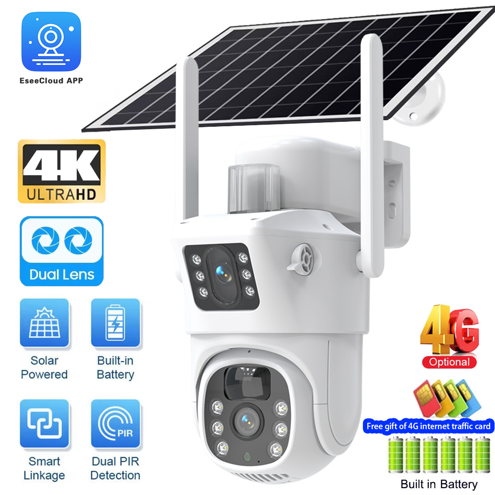 Smart Home Camera Ezviz - 屋外ソーラー監視カメラ,PTZ IPカメラ,デュアルレンズ,eseecloudセキュリティ保護,SIMカード,バッテリー,4k,8mp,wi-fi,4g
